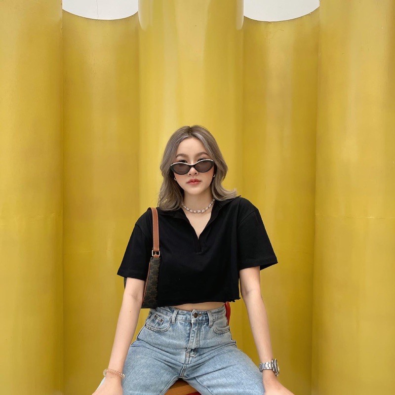 BEFAST - ZEC OOTD Wanita Atasan ZUHA / Kerah Polos Crop Top / Atasan Crop Wanita / Atasan Model Style Korean / Atasan Crop Kekinian