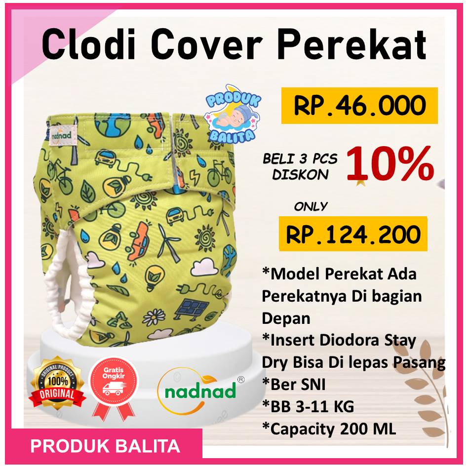 Clodi Popok Cover Perekat bb 3-11KAg Dan Celana BB 7-17 Kg Popok Kain Cuci Ulang By Nadnad Inovasi Terbaru Motif Full Printing Kain Lebih Lembut Dan Tidak Luntur