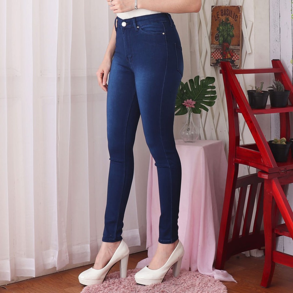 7C-G CELANA JEANS PREMIUM HIGHWAIST BIRU DIAMOND /PINGGANG TINGGI JEANS /STREACH JEANS /27 - 34