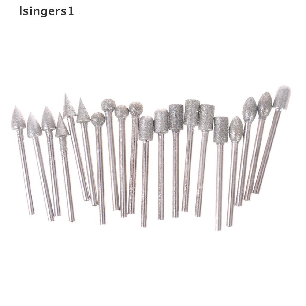 (lsingers1) 20pcs / Set Mata Bor Gerinda Diamond Shank 3mm Untuk Perhiasan