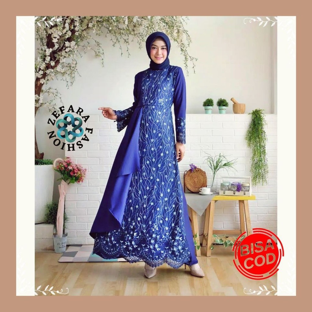 (MODEL BARU) GAMIS ZOLANA BRUKAT TILE GAUN DRESS MUSLIM SYANTIK PESTA KONDANGAN MEWAH