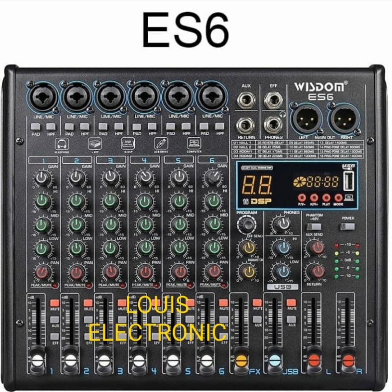 Mixer Audio WISDOM ES6 6 Channel ORIGINAL Mixer Professional WISDOM ES 6