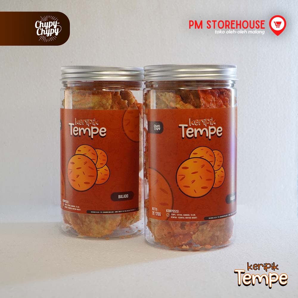 Keripik Tempe Balado Super Renyah Chypy Asli Malang - Kemasan Toples