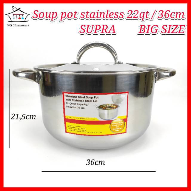 Panci Sop / Panci Jumbo / Panci Stainless / Soup Pot 22qt/36cm Supra