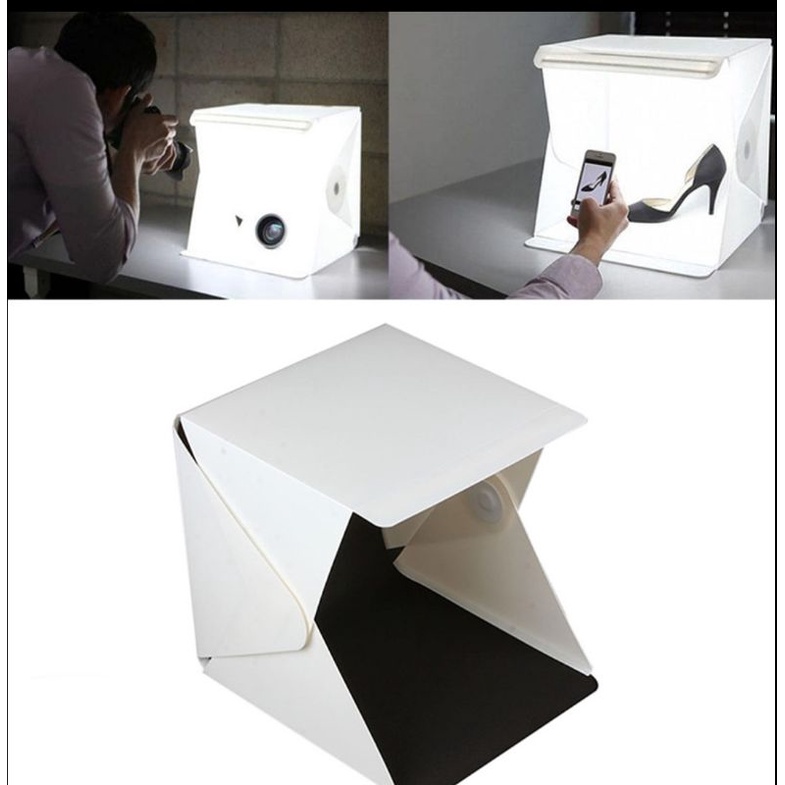 Mini Photo studio portable box lampu LED + 2 Background model lipat tempat foto S jnp