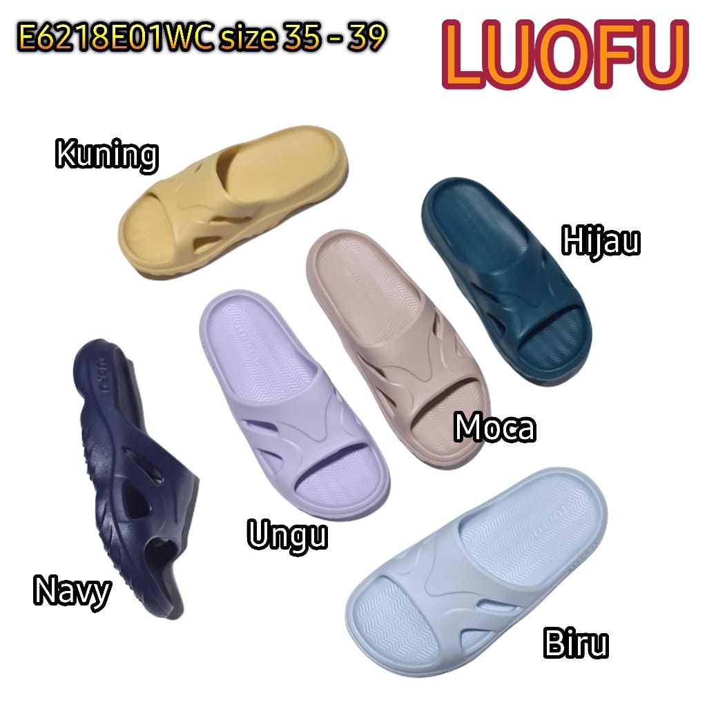 LUOFU ORIGINAL sandal karet empuk murah wanita selop sendal murah cewek import E6218E01WC