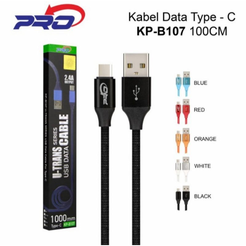 Kabel Data Charger Pro USB  For Micro Type C Lightning Iphone KP-B107