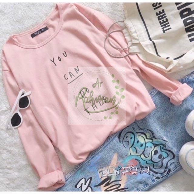 TERBARU Tumbrl Tee LongSleeve You Can Do This kaos Lengan Panjang  Kaos Wanita Murah