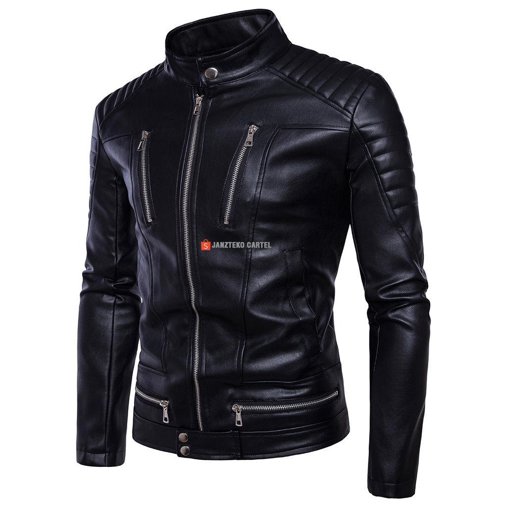 Jaket Saxa Saka Pria Kulit Sintetis Viena PU Leather Motor Racing Trendy