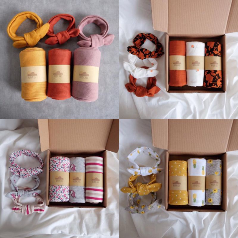 Kubik.Kal - Swaddle Set Headband Baby Girl Newborn ( Satuan )- Bedong Motif Bandana Bayi Cewek