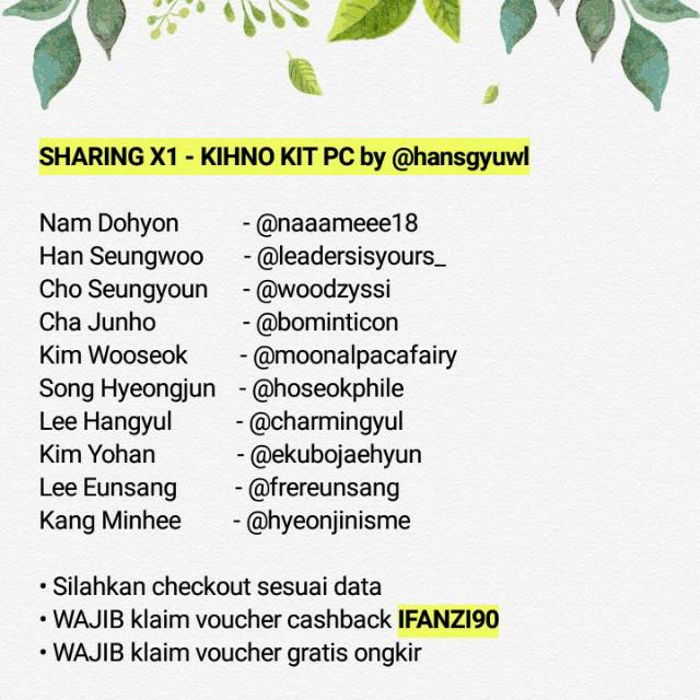 Sharing X1 — Official Fanclub Kit & Photocard Kihno Kit (2 Versi)