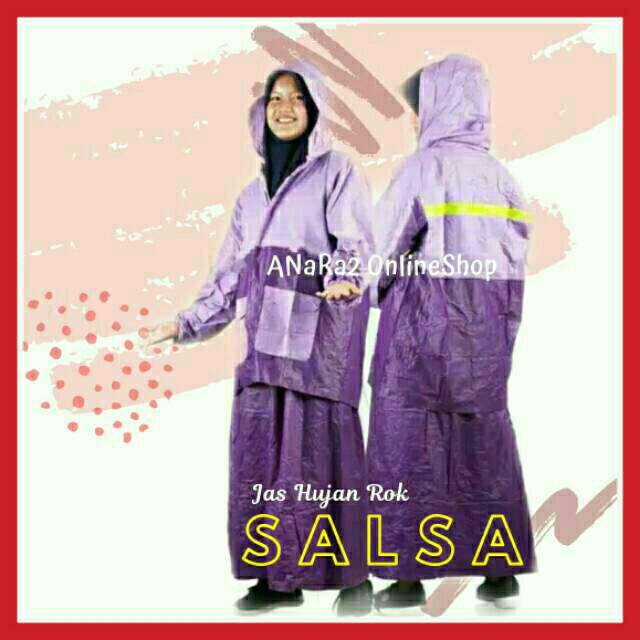 JAS HUJAN WANITA DEWASA ROK SALSA JAS HUJAN MUSLIMAH MODEL JAKET ROK