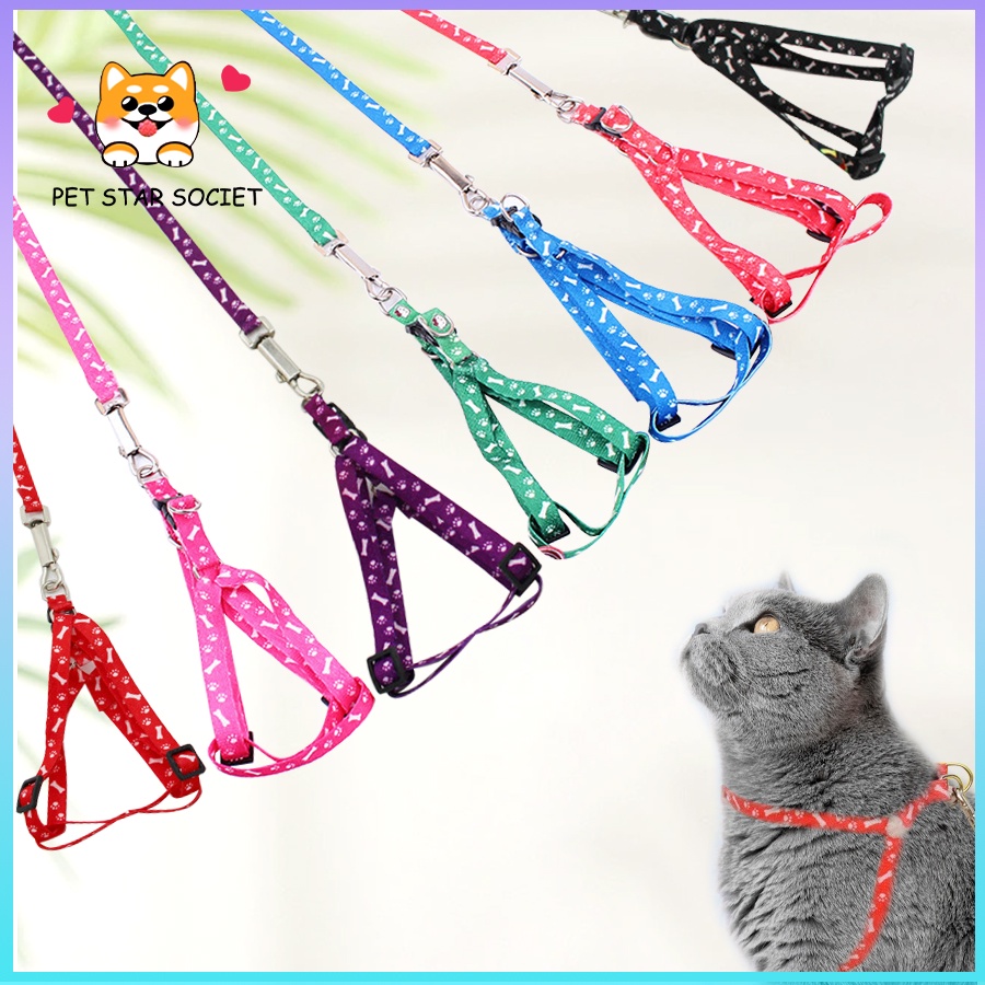 HARNES BENTUK Y MOTIF - Kalung Tali Tuntun Kucing Anjing Anak Kitten Puppy Aksesoris Hewan Murah - Harnes Penuntun Jalan Cat and Dog Rompi Panjang Kecil Besar Adjustable Size Pet Show