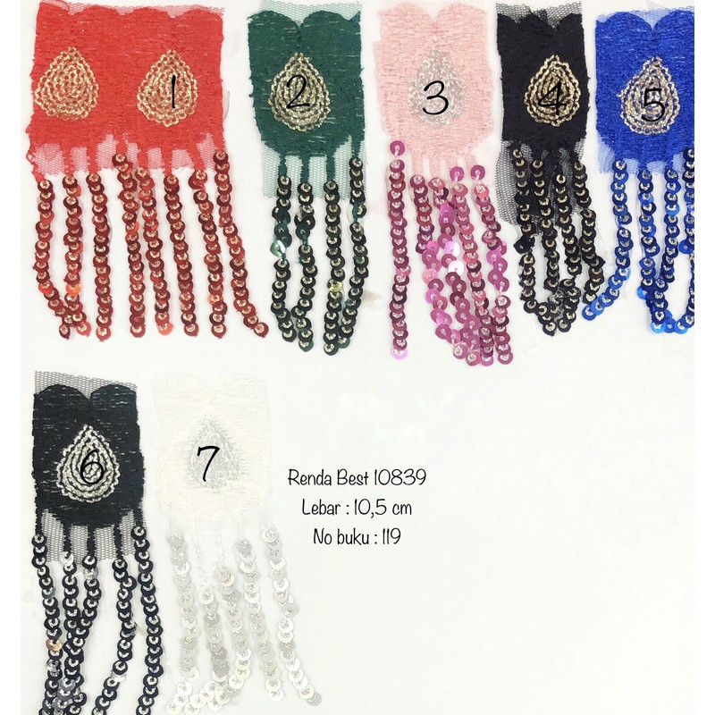 Renda Best 10839, Renda Baju, Renda Bordir, Renda Giper, Renda Katun, Lebar 10,5 cm