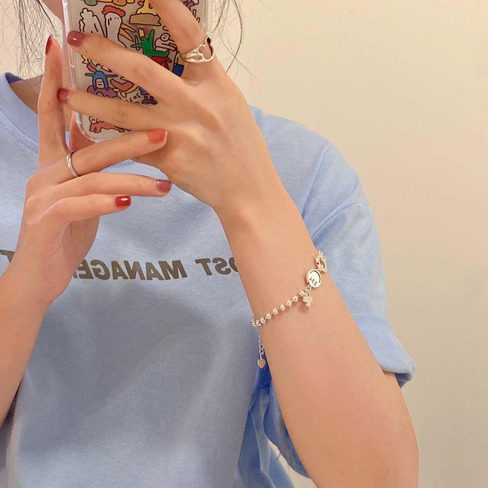 [Elegan] Smiley Gelang Kepribadian Trendi Untuk Perhiasan Fashion Wanita Bohemian Rantai Berlubang Minimalis Gelang Gaya Korea