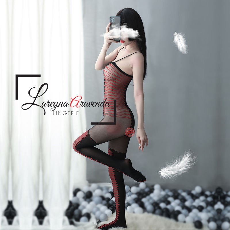 Lingerie Seamless Body Stocking Seksi Model Red Swirl LG211