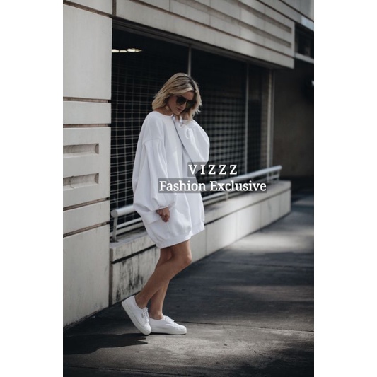 SWEATER DRESS OVERSIZE DRESS BASIC POLOS LENGAN BALON ONESIZE DRESS KOREAN STYLE