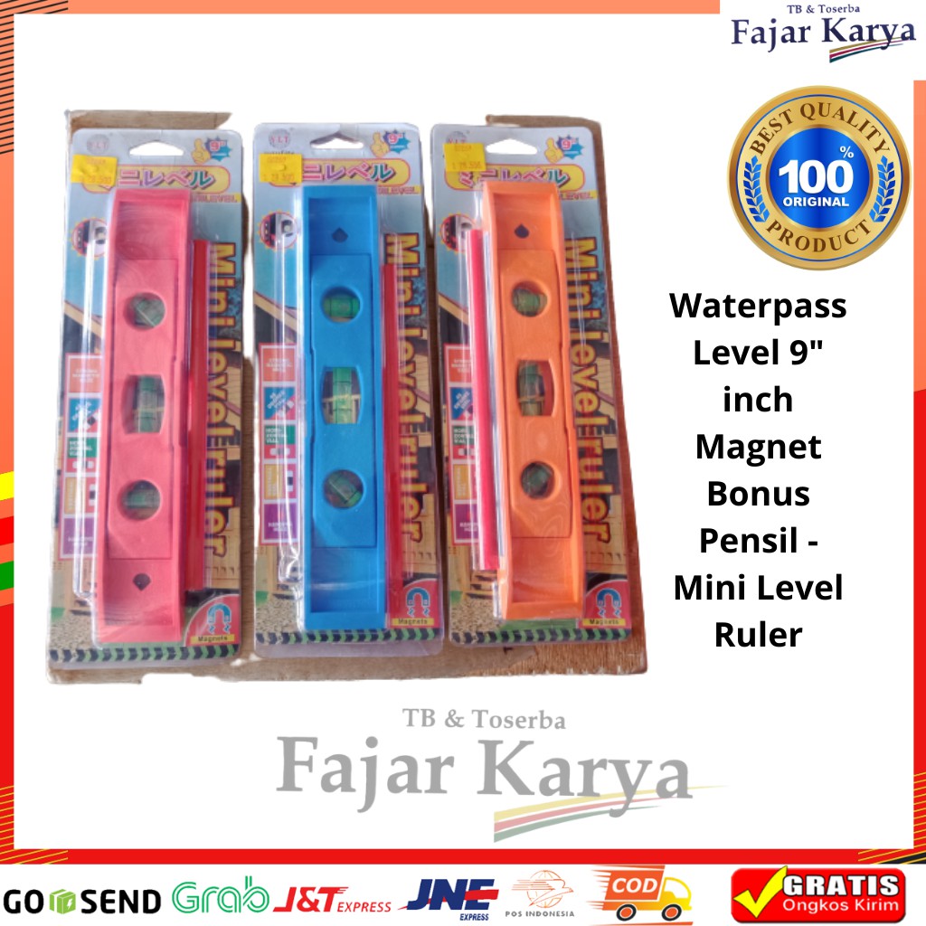 

Waterpass Level 9" inch Magnet Bonus Pensil - Mini Level RuleR