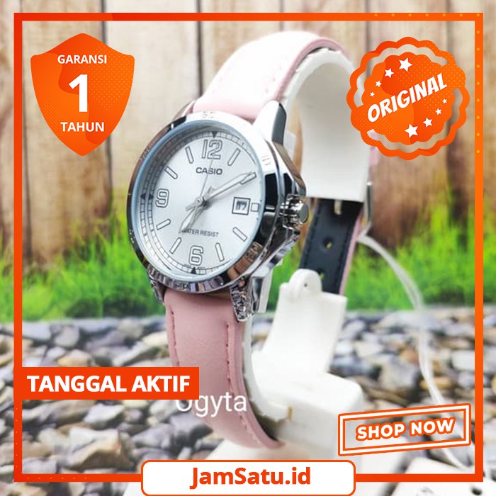 JAM TANGAN CEWEK Casio Original Analog Jam Tangan Wanita Strap Kulit Pink Merah Muda