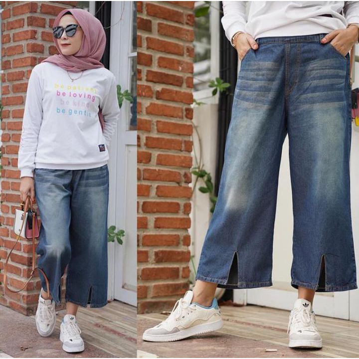 Danis Kulot Jeans / Celana Big Size / Celana Jeans Jumbo / Celana Wanita Korea