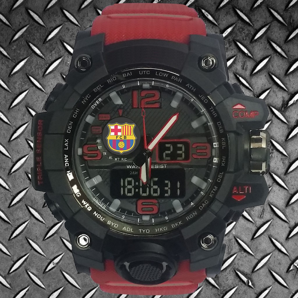 (Istimewa Bossque) Jam BARCELONA Double Time Tali Merah Marun (Exclusive)