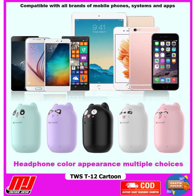 DOGS Inpods TWS-T12 Cartoon Wireless Bluetooth 5.0 HiFi Earphone