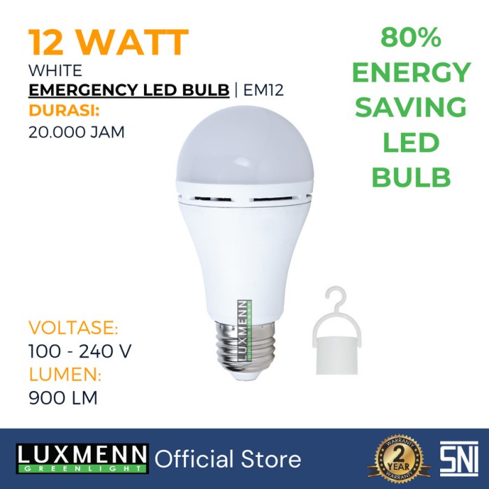 Luxmenn Lampu Emergency / Bohlam Emergency LED EM 12 12 W 12 Watt White