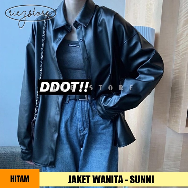 RZS x SUNNI - Jaket Kulit Sintetis Viena Oversize Wanita Big Size Faux Synthetic Leather Jacket Cewe