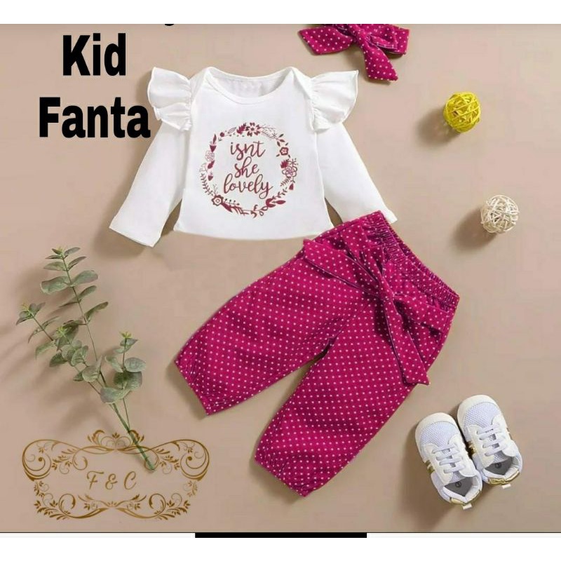 3 UKURAN S M L SET LOVELY KID PANJANG PAKAIAN ANAK PEREMPUAN SETELAN BABYETRRY FEHM