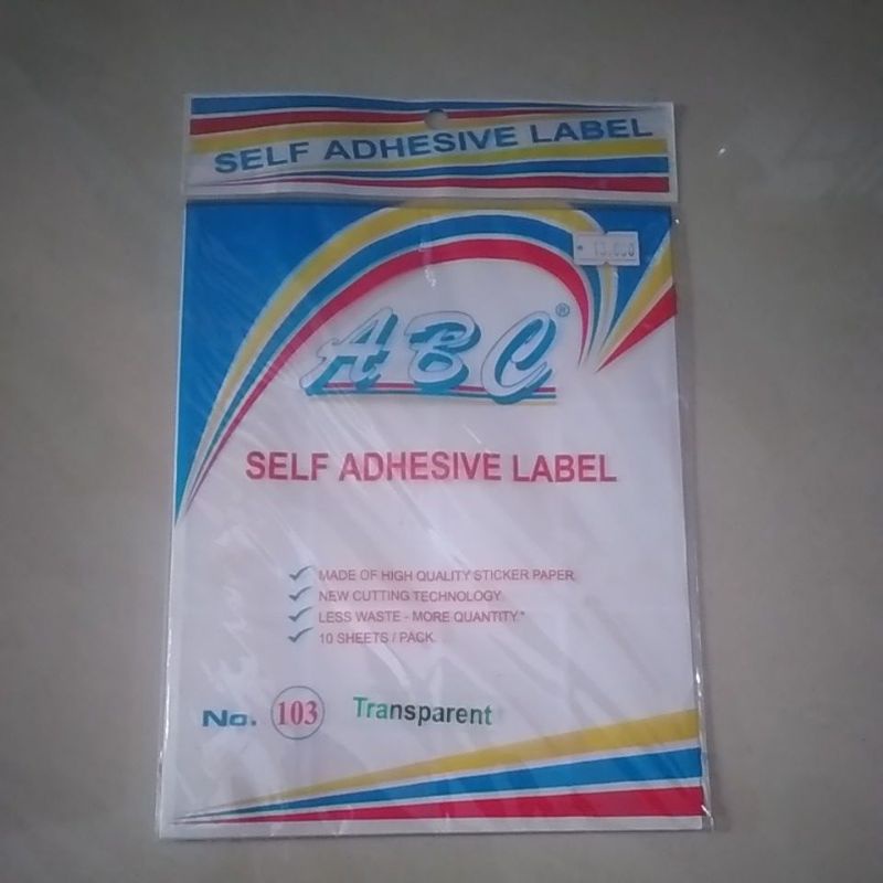 

ABC self adhesive label sticker transparent no. 103