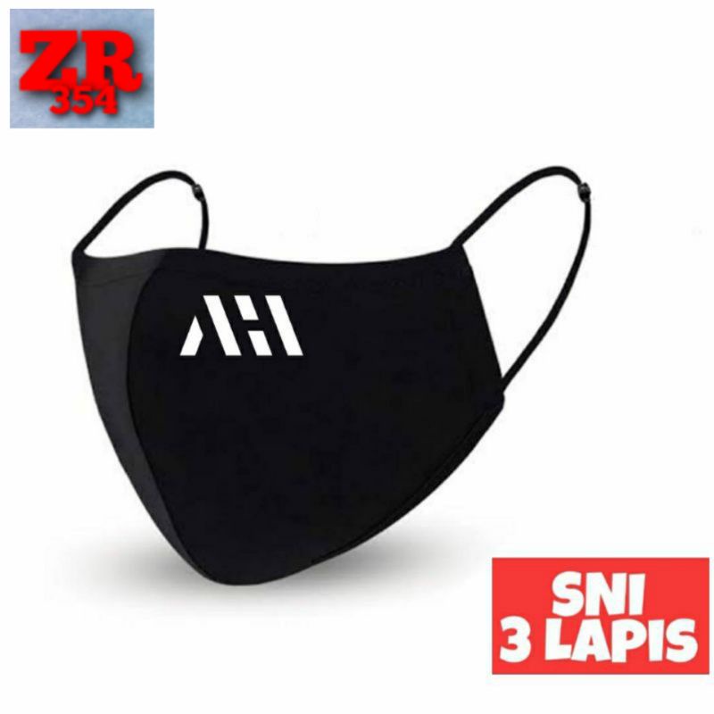 Masker AHHA mask brand DISTRO / kain 3ply katun 3 lapis earloop headloop non medis duckbill scuba hi