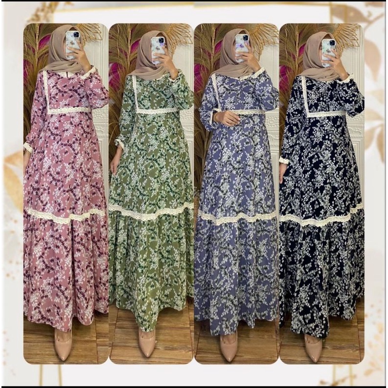 SCH_ GAMIS PREMIUM TERLARIS CERUTY BABYDOLL BUNGA KECIL LIST RENDA | GAMIS TERBARU | GAMIS PESTA | G