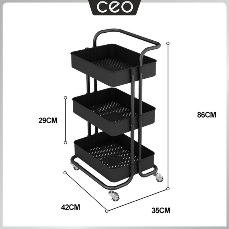 CEO Rak Dorong Serbaguna Rak Dorong 3 Susun Troli Dapur Troli Kamar