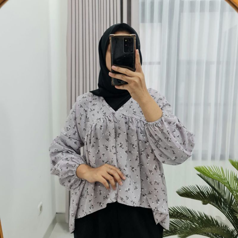 SESA BLOUSE MOTIF BUNGA MODEL VINTAGE