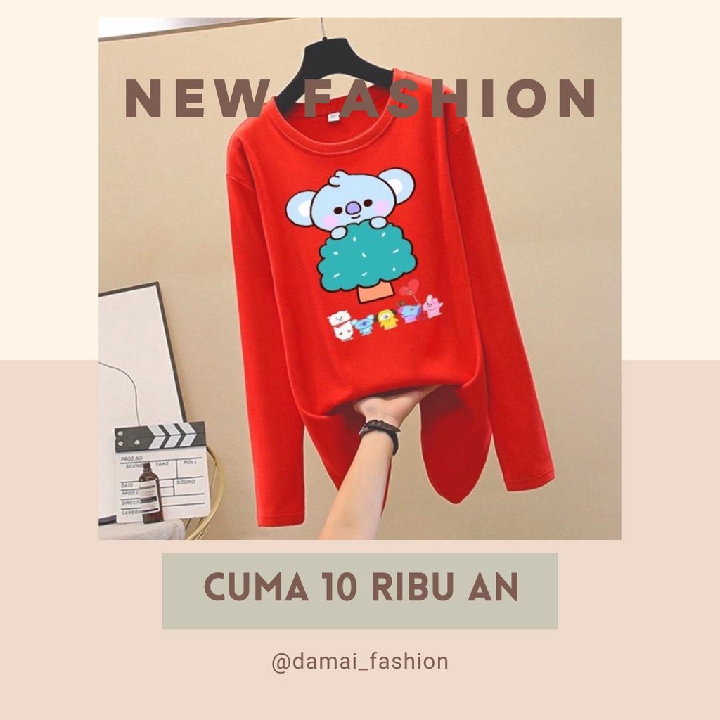 DAMAI fashion jakarta - baju atasan kaos lengan panjang wanita KOYA KOYA bts - konveksi murah