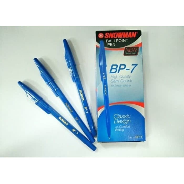 

BALLPOINT SNOWMAN BP7 BIRU ISI 12/ BULPEN SNOWMAN/ PULPEN