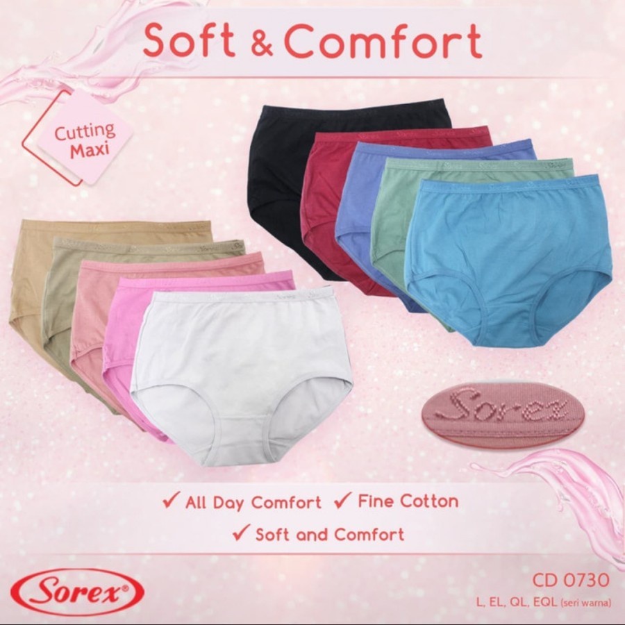 6PCS CELANA DALAM WANITA / SOREX / CD SOREX / 0730 - Random, L
