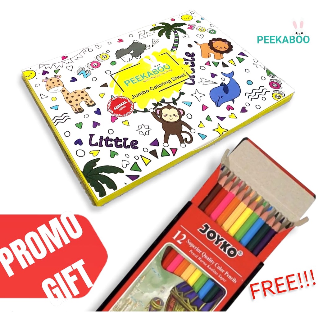 

Jumbo Coloring Sheet "PEEKABOO" Gratis Pensil Warna