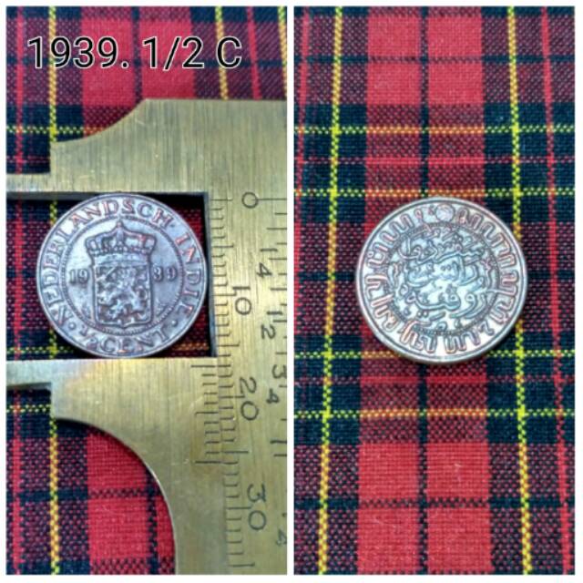 Koin 1939. 1/2C Nederlandsch Indie