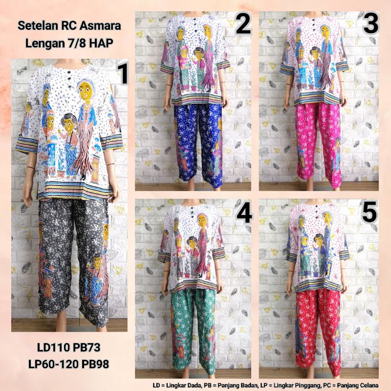 COD Setelan RC Asmara Lengan 7/8 HAP Piyama Adem Busui BU TEJO MOGE + MLTN