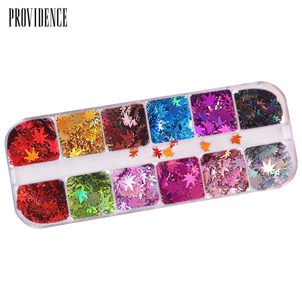 Providence 12 Color Maple Leaf Holographic Shiny Nail Art Glitter Sequins Manicure