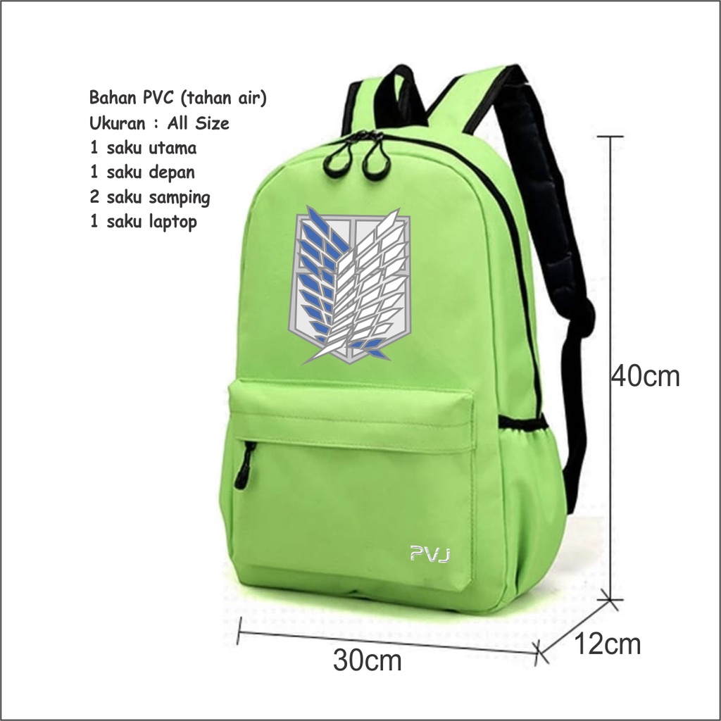 PVJ Tas Attack On Titan Backpack Punggung Ransel Sekolah Anime AOT