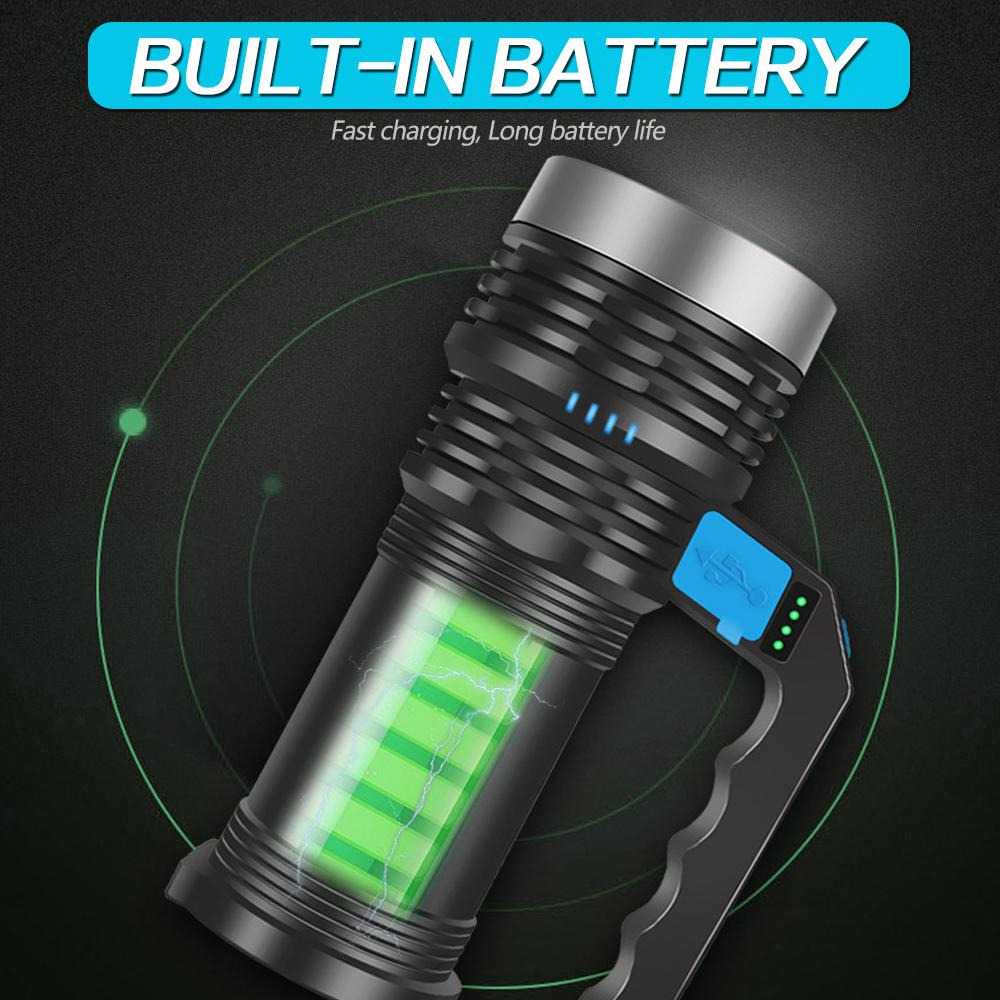 Senter LED Waterproof USB 3W Cree XPE + COB / Senter LED Swat Police Polisi Cas Casan Charger Usb Listik Mini Super Terang Jarak Jauh Anti Air Tahan Lama Sorot Ultra 2000 Meter Flashlight Gunung Outdoor Paling Terang Portable Murah Original / Lampu Senter