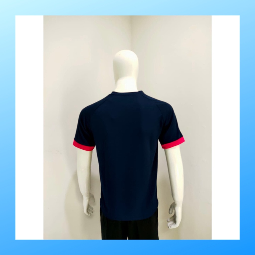 Kaos bulutangkis pria baju badminton atasan olahraga jersy wanita dewasa t-shirt outfit seragam kostum jersey casual suit pakaian jarsey oblong apparel sports jersi sudirman thomas uber cup bulu tangkis V140 navy polos