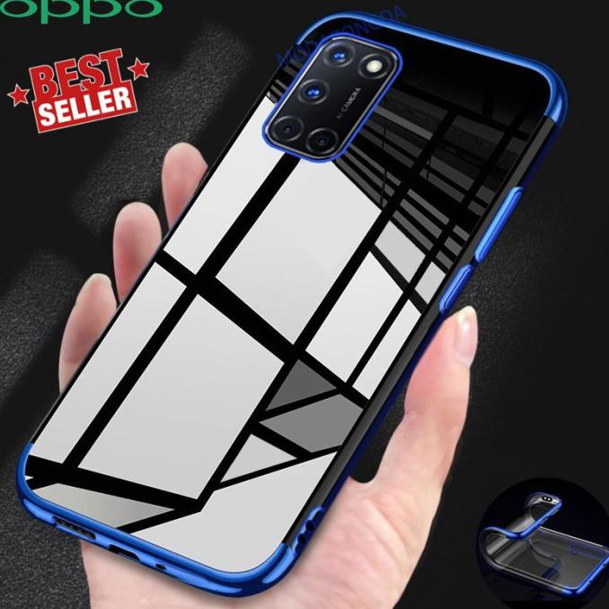 Case Oppo A74 5G Soft Clear Plating List Chrome Tpu Miror Case Mhs-1259