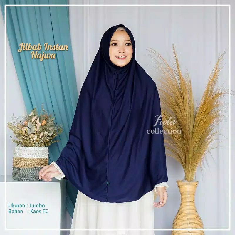 Jilbab Instan NAJWA XXL Termurah / Hijab Khimar Non Pet XXL Bahan KKain Kaos TC
