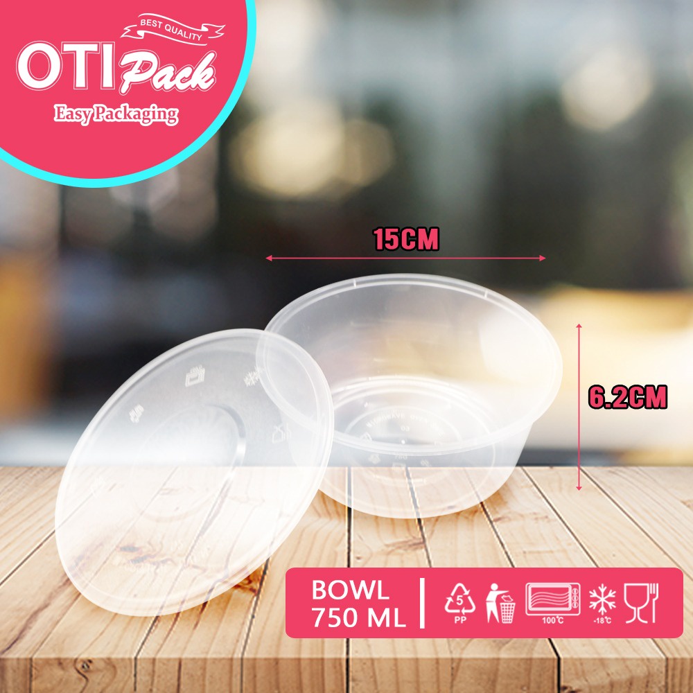 Thinwall Otipack Bulat 750ML / Tempat Makanan Plastik Mangkok 750ml Food Container OTB750