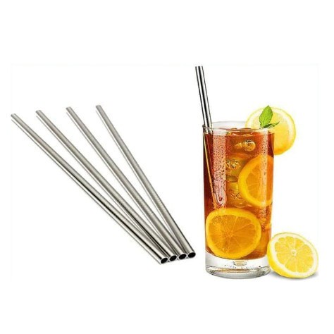 Sedotan Stainless Steel Lurus  Ramah Lingkungan Reusable Straw