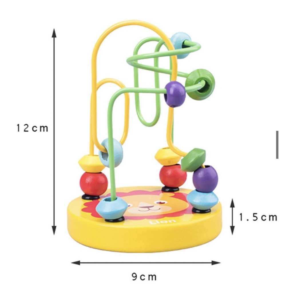 MAINAN BAYI ALUR MANIK MINI - Round Beads Wire Maze game For Baby Melatih Indera ke Enam Bayi chn kawat geser ulir gajah elephant lion singa