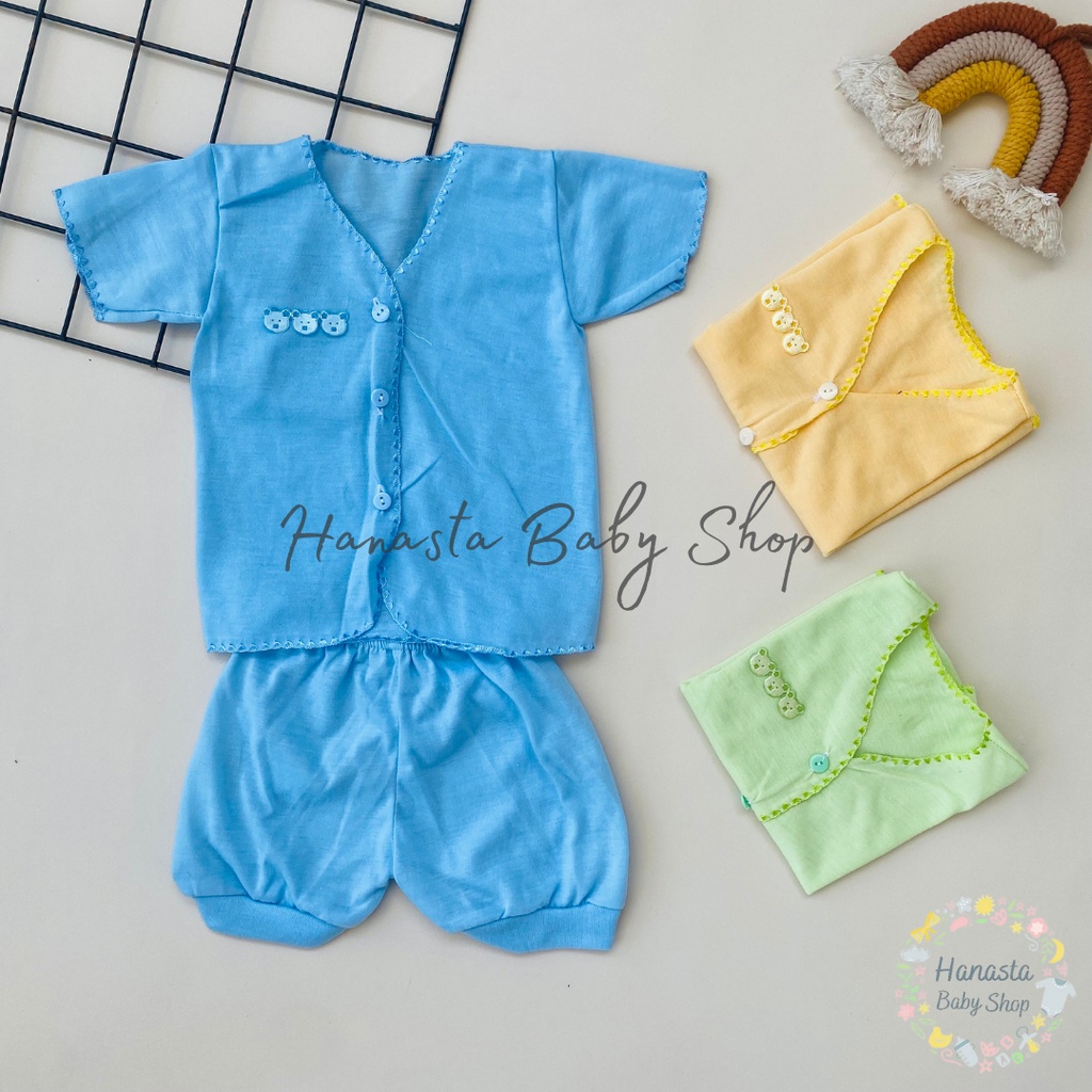 Setelan Baju Lengan Pendek Bayi Baru Lahir / Newborn polos lokal